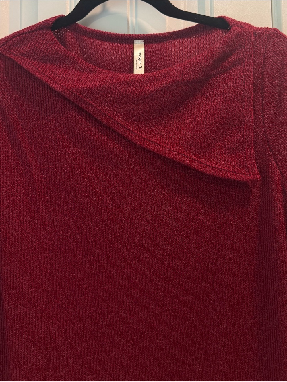 Magic Fit Textured Knit Sweater in Raspberry Red - Picture 3 of 6